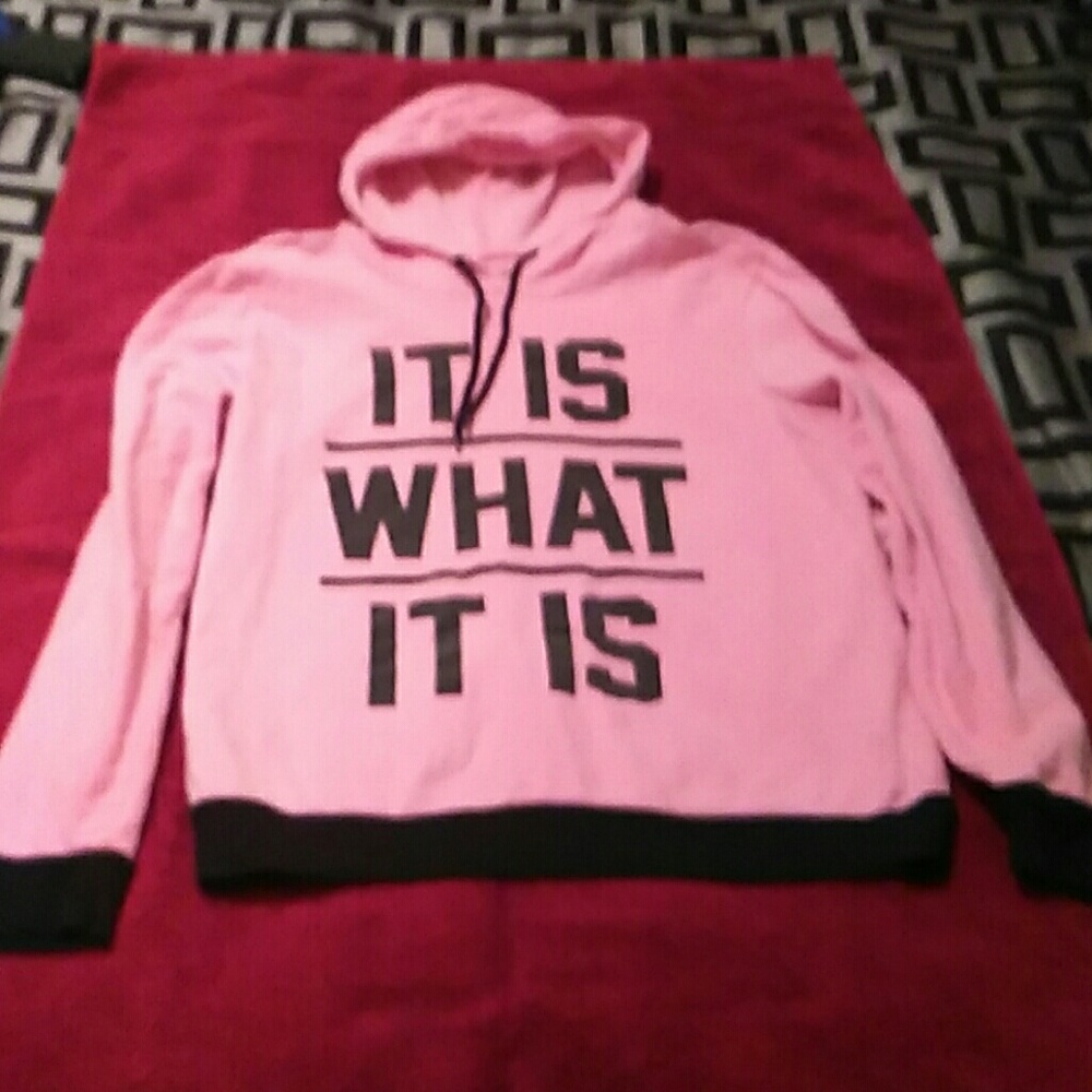 Pink and Black sweater with writing